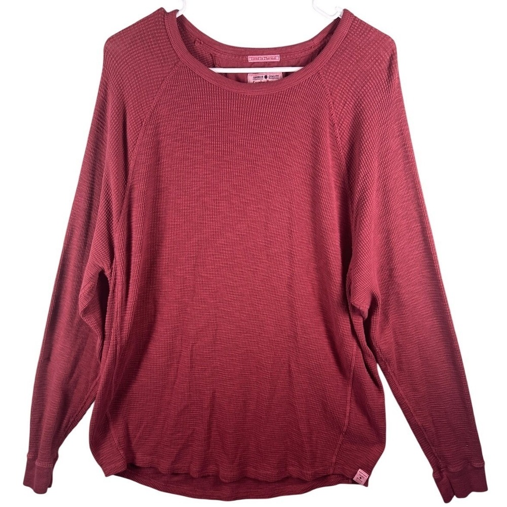 Lucky Brand Shirt Mens 2XL Red Thermal Waffle Knit Long Sleeve Cotton Casual